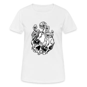 Magic Mushrooms // Skulls // Illustration - Frauen T-Shirt atmungsaktiv - Weiß - Vorne - AI Model Female 172 dark (172cm)