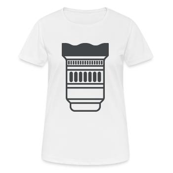 Objectif de caméra - T-shirt respirant Femme - blanc - Devant - AI Model Female 172 dark (172cm)