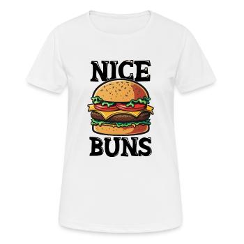 Nice Buns - Hamburger Fast Food French fries cheese burger - Women's Breathable T-Shirt - white - Front - AI Model Female 172 dark (172cm)