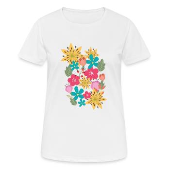 fleurs,fleur,printemps,fleurs - T-shirt respirant Femme - blanc - Devant - AI Model Female 172 dark (172cm)