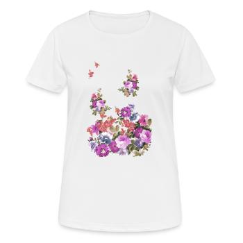 fleurs,vignes,fleurs,graffiti,peinture,fleur - T-shirt respirant Femme - blanc - Devant - AI Model Female 172 dark (172cm)