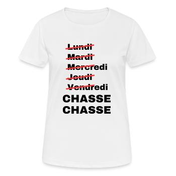 week-end chasse - T-shirt respirant Femme - blanc - Devant - AI Model Female 172 dark (172cm)