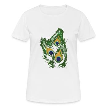 Plume de paon,paon,œil de paon - T-shirt respirant Femme - blanc - Devant - AI Model Female 172 dark (172cm)