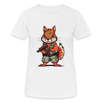 Eichhörnchen bis an die Zähne bewaffnet - Frauen T-Shirt atmungsaktiv - Weiß - Vorne - AI Model Female 172 dark (172cm)