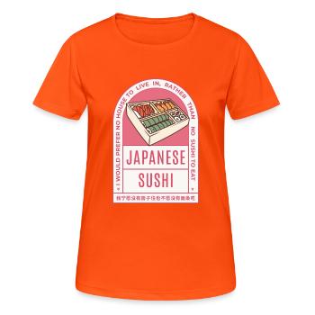 Retro Sushi Liebhaber Zitat - Frauen T-Shirt atmungsaktiv - Neonorange - Vorne - AI Model Female 172 dark (172cm)