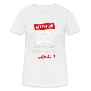 Conduire Cadeau, permis de conduire humoristique - T-shirt respirant Femme - blanc - Devant - AI Model Female 172 dark (172cm)