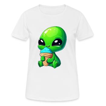 Alien Alien Bleu Glace Vert - T-shirt respirant Femme - blanc - Devant - AI Model Female 172 dark (172cm)