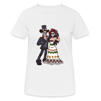 Couple de crânes de sucre - T-shirt respirant Femme - blanc - Devant - AI Model Female 172 dark (172cm)