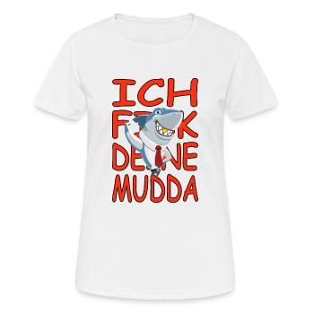 Deine Mudda-lustige-humor-satire Vers.1 - Frauen T-Shirt atmungsaktiv - Weiß - Vorne - AI Model Female 172 dark (172cm)