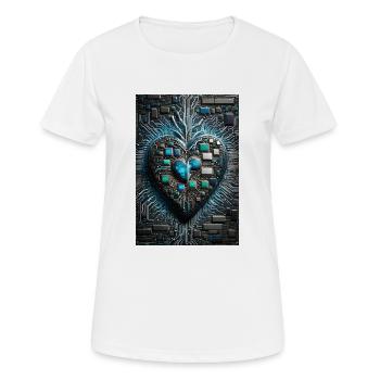 Das Herzstück der Valentinstags-CPU eines Computermanns - Frauen T-Shirt atmungsaktiv - Weiß - Vorne - AI Model Female 172 dark (172cm)