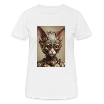 Cyber Punk Chat Sphinx - T-shirt respirant Femme - blanc - Devant - AI Model Female 172 dark (172cm)