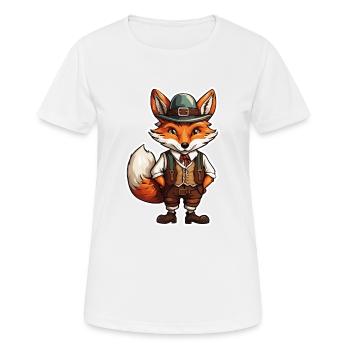 Lederhosen / Animal / Costume traditionnel / Tradition / Renard - T-shirt respirant Femme - blanc - Devant - AI Model Female 172 dark (172cm)