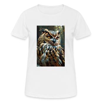 Eule / Uhu im Wald - Frauen T-Shirt atmungsaktiv - Weiß - Vorne - AI Model Female 172 dark (172cm)