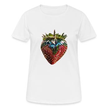 fraise, paillettes, strass, glamour - T-shirt respirant Femme - blanc - Devant - AI Model Female 172 dark (172cm)