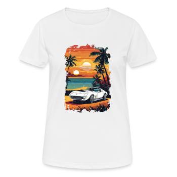 Oldtimer Sonnenuntergang - Frauen T-Shirt atmungsaktiv - Weiß - Vorne - AI Model Female 172 dark (172cm)