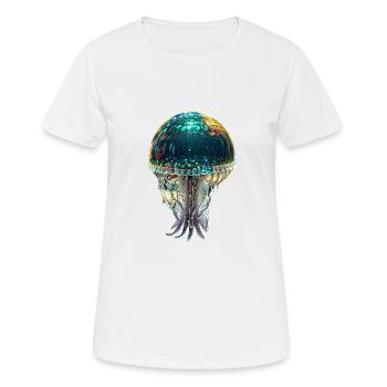 Méduses, paillettes, paillettes, or, métallique - T-shirt respirant Femme - blanc - Devant - AI Model Female 172 dark (172cm)