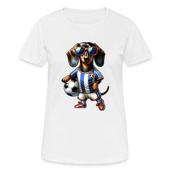 Dachshund Soccer Player Fan Wiener Dog - Women's Breathable T-Shirt - white - Front - AI Model Female 172 dark (172cm)