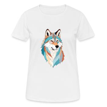 Art vectoriel du loup avec illustration aux couleurs vives - T-shirt respirant Femme - blanc - Devant - AI Model Female 172 dark (172cm)