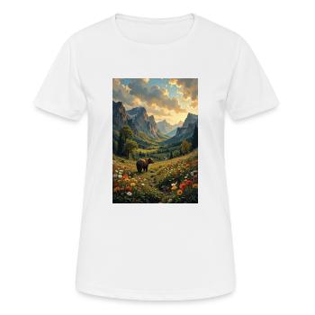 Picture Landscape with a bear. - Women's Breathable T-Shirt - white - Front - AI Model Female 172 dark (172cm)