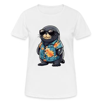 phoque animal drôle d’été - T-shirt respirant Femme - blanc - Devant - AI Model Female 172 dark (172cm)