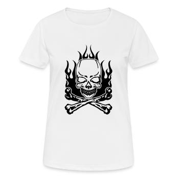 Burning Skull - Women's Breathable T-Shirt - white - Front - AI Model Female 172 dark (172cm)