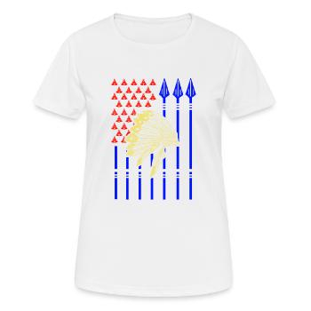 USA Amerikanischer Ureinwohner mit Flagge - Frauen T-Shirt atmungsaktiv - Weiß - Vorne - AI Model Female 172 dark (172cm)