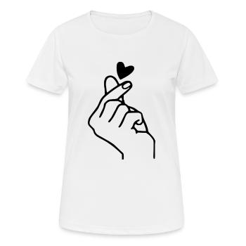 claquer la main avec coeur - T-shirt respirant Femme - blanc - Devant - AI Model Female 172 dark (172cm)