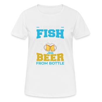Fish + beer - Frauen T-Shirt atmungsaktiv - Weiß - Vorne - AI Model Female 172 dark (172cm)