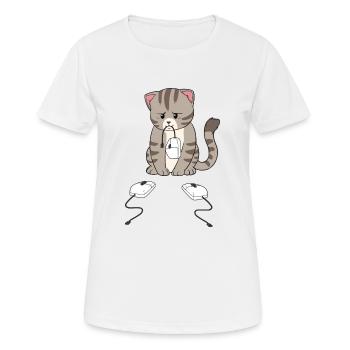 Triste chat à fourrure - T-shirt respirant Femme - blanc - Devant - AI Model Female 172 dark (172cm)