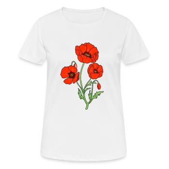 Mohnblume - Frauen T-Shirt atmungsaktiv - Weiß - Vorne - AI Model Female 172 dark (172cm)