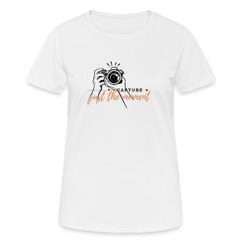 Capturez l’instant présent - T-shirt respirant Femme - blanc - Devant - AI Model Female 172 dark (172cm)