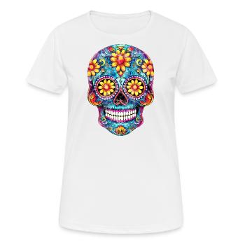Mexican skull, flowers, skull, floral - Women's Breathable T-Shirt - white - Front - AI Model Female 172 dark (172cm)
