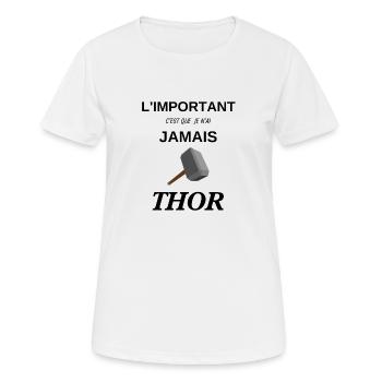 J'ai jamais thor - T-shirt respirant Femme - blanc - Devant - AI Model Female 172 dark (172cm)