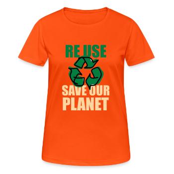 Nature - T-shirt respirant Femme - orange néon - Devant - AI Model Female 172 dark (172cm)