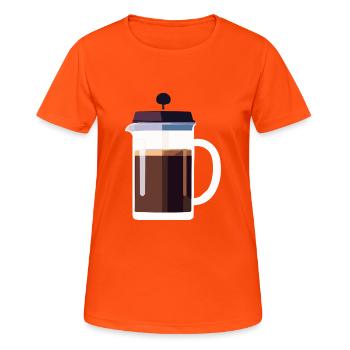 Coffee Frenchpress Cappuccino Latte Art - Women's Breathable T-Shirt - neon orange - Front - AI Model Female 172 dark (172cm)