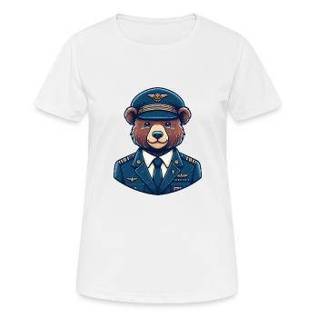 Cute Bear Pilot - Frauen T-Shirt atmungsaktiv - Weiß - Vorne - AI Model Female 172 dark (172cm)