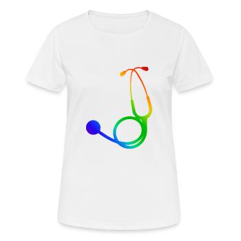Stéthoscope de couleur | Stethoscope coloured - T-shirt respirant Femme - blanc - Devant - AI Model Female 172 dark (172cm)