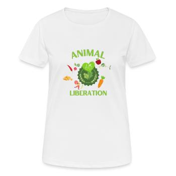 Animal Liberation, bio vegan - Frauen T-Shirt atmungsaktiv - Weiß - Vorne - AI Model Female 172 dark (172cm)