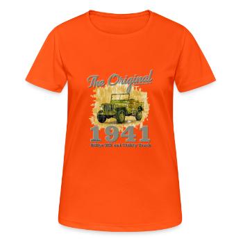 Willys Vintage 1941 - Frauen T-Shirt atmungsaktiv - Neonorange - Vorne - AI Model Female 172 dark (172cm)