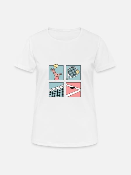 Tennis Cartoon Cool Tennis Player Club Club - Maglietta da donna traspirante - bianco