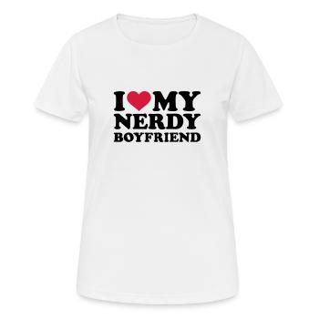 I love my nerdy boyfriend - Frauen T-Shirt atmungsaktiv - Weiß - Vorne - AI Model Female 172 dark (172cm)