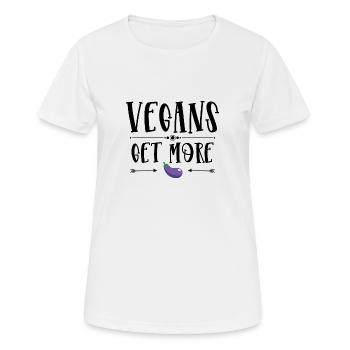 Vegan fun cooler Spruch zweideutig sexy Veganer - Frauen T-Shirt atmungsaktiv - Weiß - Vorne - AI Model Female 172 dark (172cm)