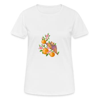 Flughund mit reifen Früchten Orangen - Frauen T-Shirt atmungsaktiv - Weiß - Vorne - AI Model Female 172 dark (172cm)