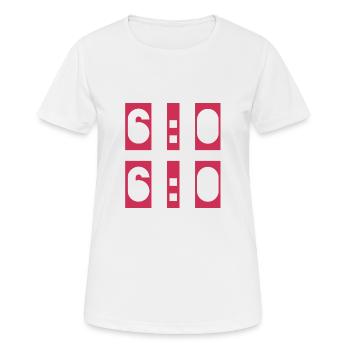 Tennis, Score, 6-0 6-0 - T-shirt respirant Femme - blanc - Devant - AI Model Female 172 dark (172cm)