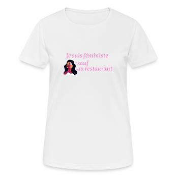 I'M A FEMINIST EXCEPT IN RESTAURANTS - Women's Breathable T-Shirt - white - Front - AI Model Female 172 dark (172cm)