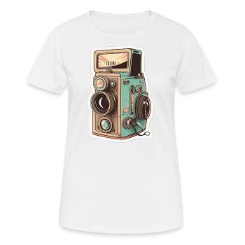 Caméra rétro - T-shirt respirant Femme - blanc - Devant - AI Model Female 172 dark (172cm)