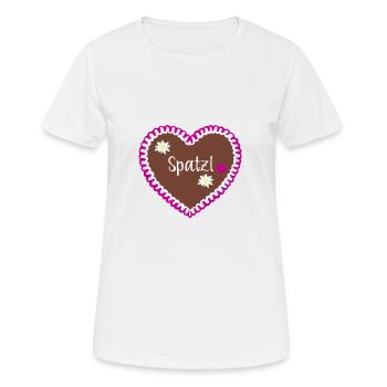 Lebkuchenherz Spatzl - Frauen T-Shirt atmungsaktiv - Weiß - Vorne - AI Model Female 172 dark (172cm)