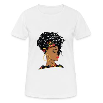 Schöne schwarze Modefrau - Frauen T-Shirt atmungsaktiv - Weiß - Vorne - AI Model Female 172 dark (172cm)
