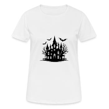 Unheimliches Spukhaus Halloween Tattoo Style - Frauen T-Shirt atmungsaktiv - Weiß - Vorne - AI Model Female 172 dark (172cm)