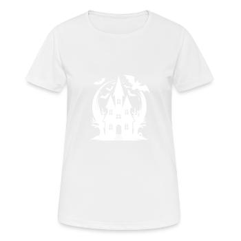Unheimliches Zauber Fledermaus Spukhaus Halloween - Frauen T-Shirt atmungsaktiv - Weiß - Vorne - AI Model Female 172 dark (172cm)